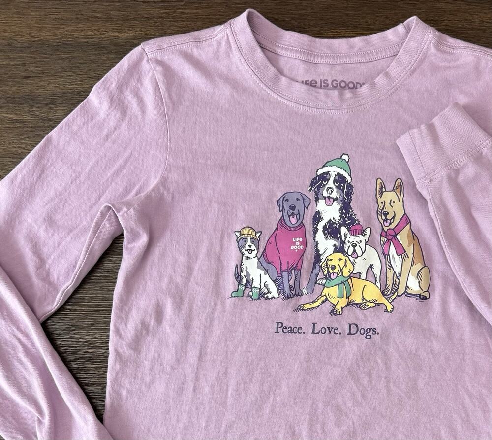 Life Is Good Long Sleeve Cotton Crusher Tee Women’s XS Dog Lover Mom Love